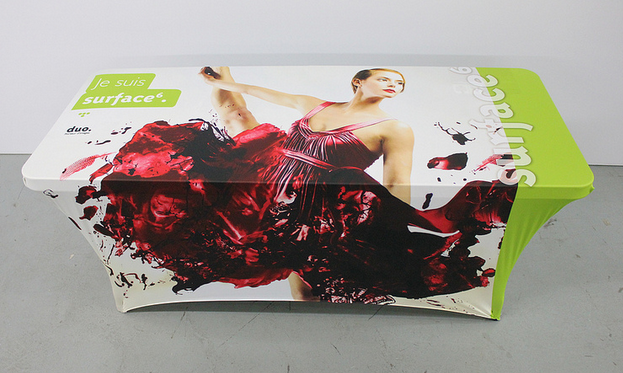 6 foot custom stretch trade show table cover